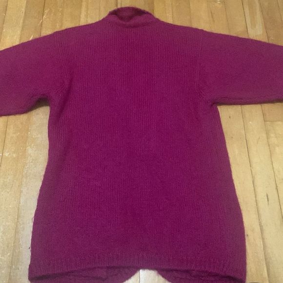 Vintage Perry Ellis Knit Blazer Cardigan Magenta Single Breasted Small - Picture 8 of 9